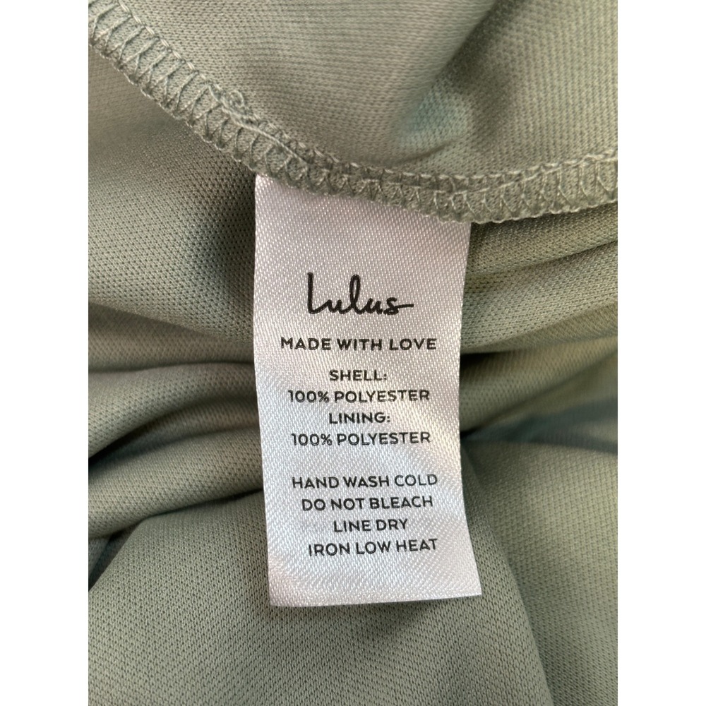 Lulus Maxi Dress 2X Sage Green Flutter Sleeve Deep V-Neck High Slit Bridesmaid - Picture 8 of 9